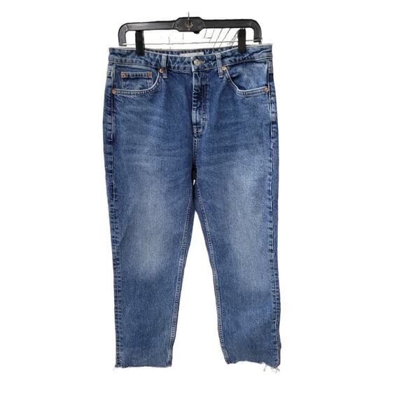 TOPSHOP Women's‎ Straight Leg Jeans Size 32 Raw Hem High Rise - Picture 2 of 9